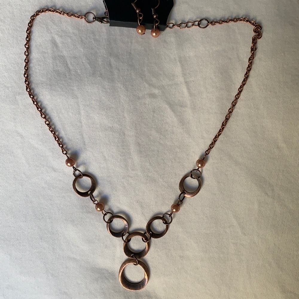 Rose Gold Necklace and Earring Set
